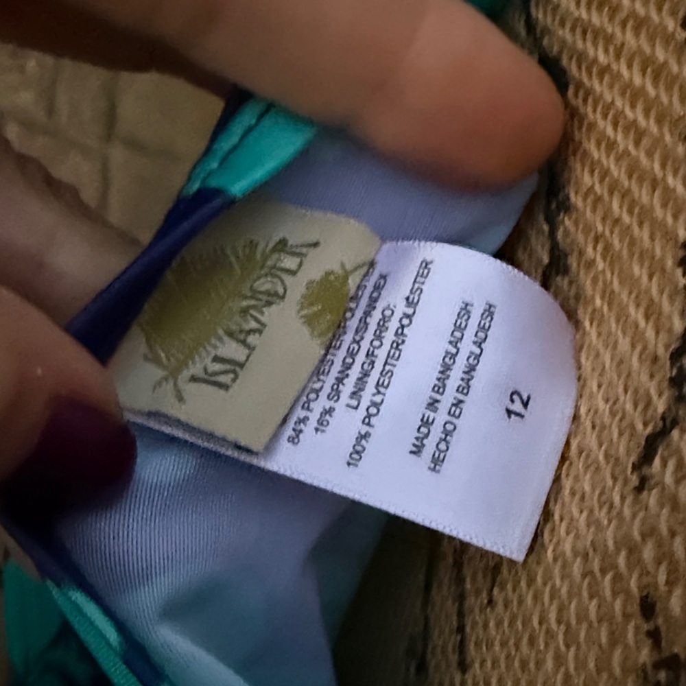Islander Teal and Navy Floral Halter Swim Coverup - Picture 6 of 6